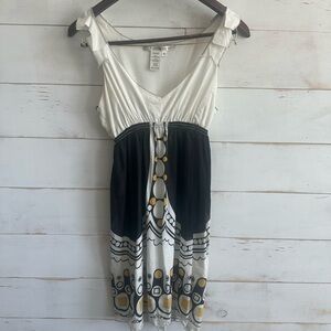 Max Studio Black and White Midi Dress with Gold Details